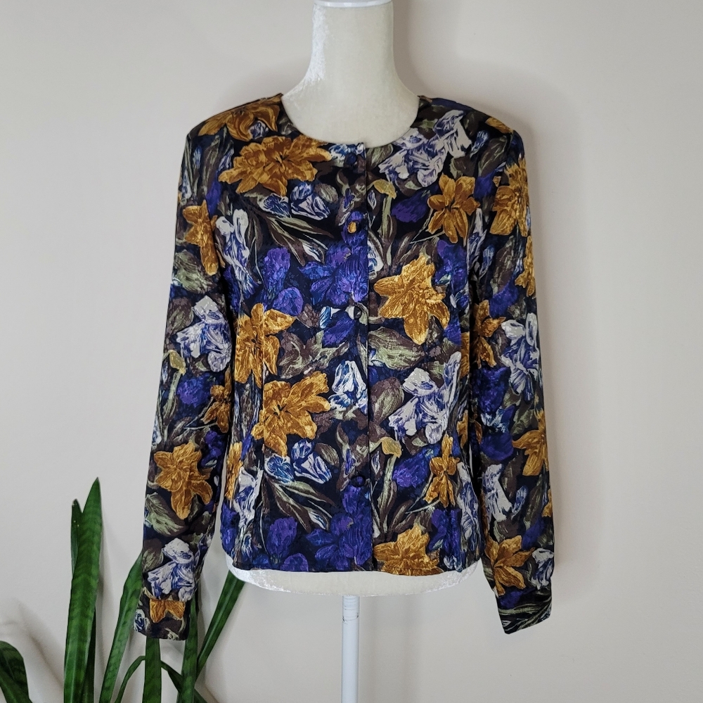 VTG 80s Camille Claudel Floral Blouse